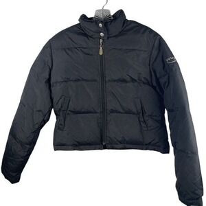 VTG Todd Oldham TO2 Black Down Puffer Jacket‎ M Crown Logo Y2K Streetwear